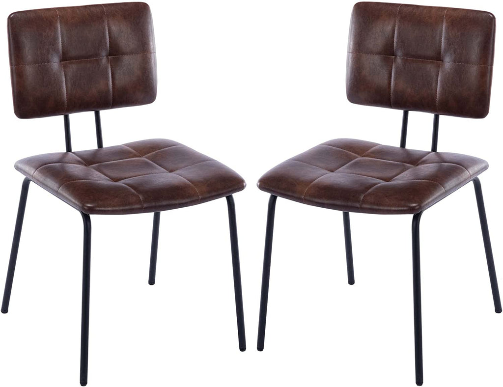 Faux Leather Upholstered Dining Chairs Set of 2 with Metal Legs Z152
