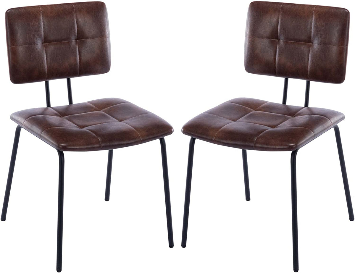 Faux Leather Upholstered Dining Chairs Set of 2 with Metal Legs Z152