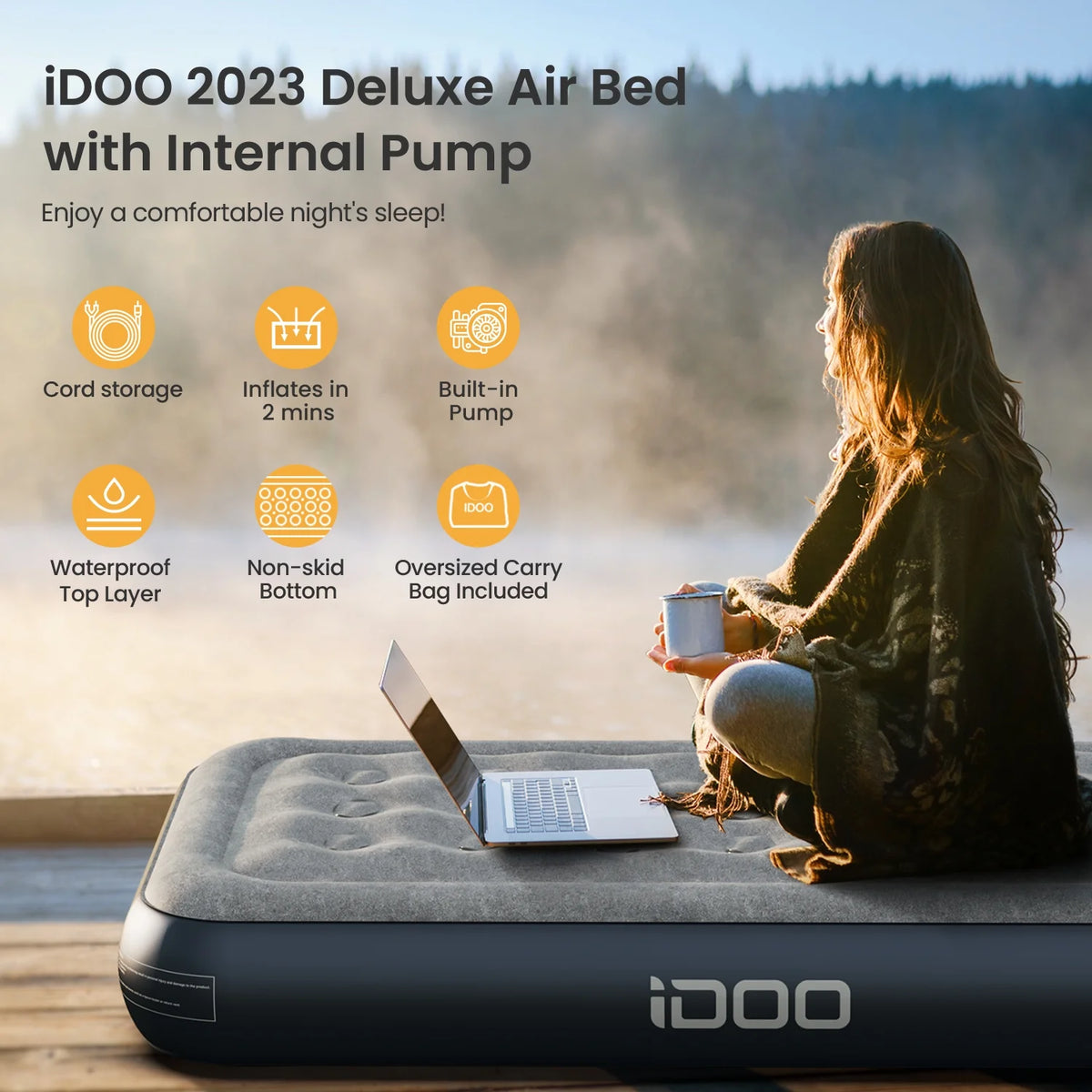 13'' Twin Inflatable Air Mattress with Built-in Pump O73368