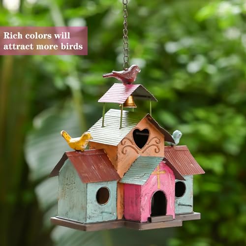 Large 4 Hole Metal Bird House with Bell Y120