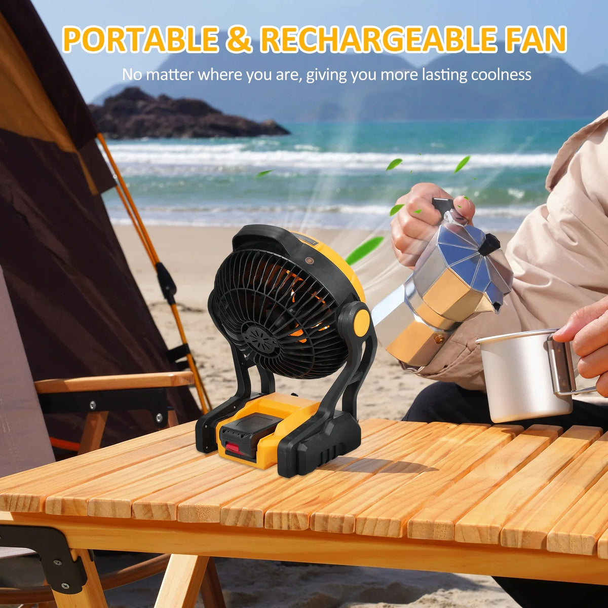Rechargeable Portable 8 Inch Camping Fan with LED Lantern B3165