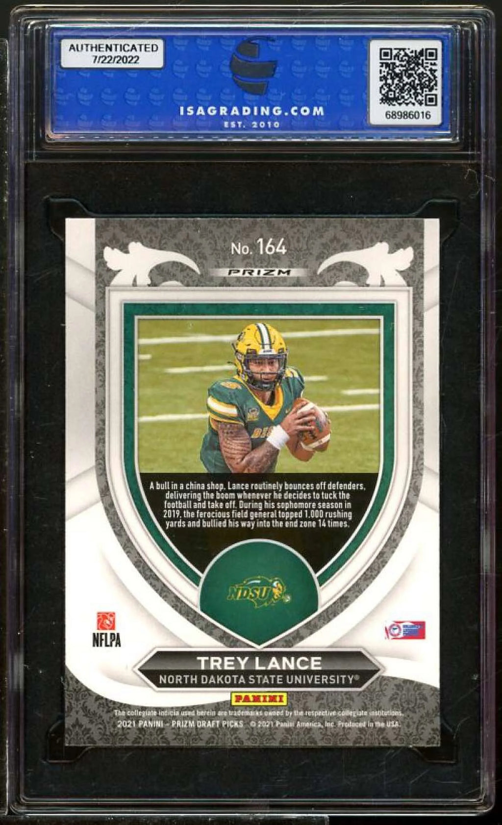 2021 Panini Prizm Draft Picks Green Prizm #164 ISA 9 MINT Rookie Card E940