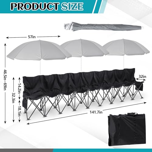 Folding Portable Soccer Bench Chair with Storage Bag O262