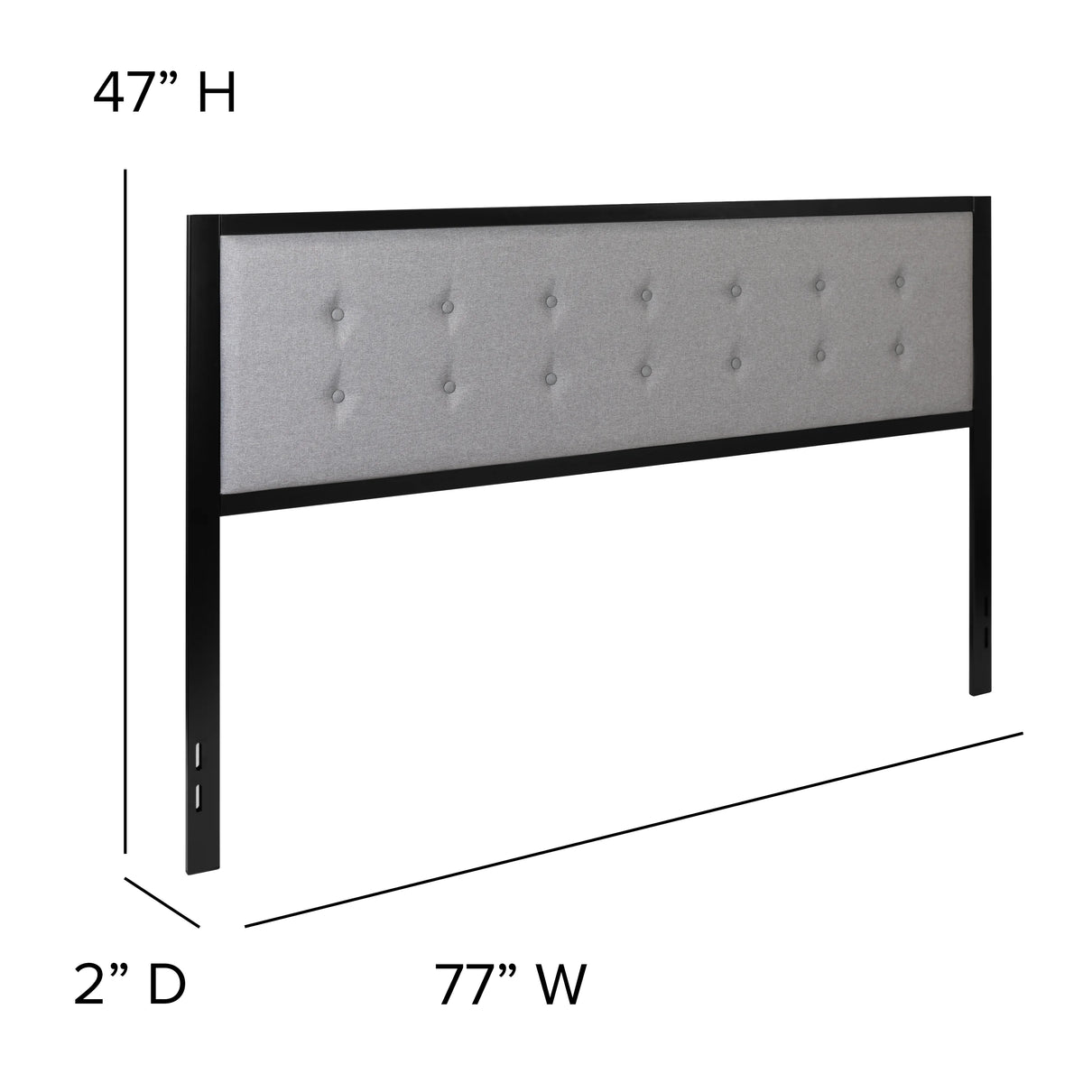 Light Gray Fabric Upholstered King Size Headboard D92970