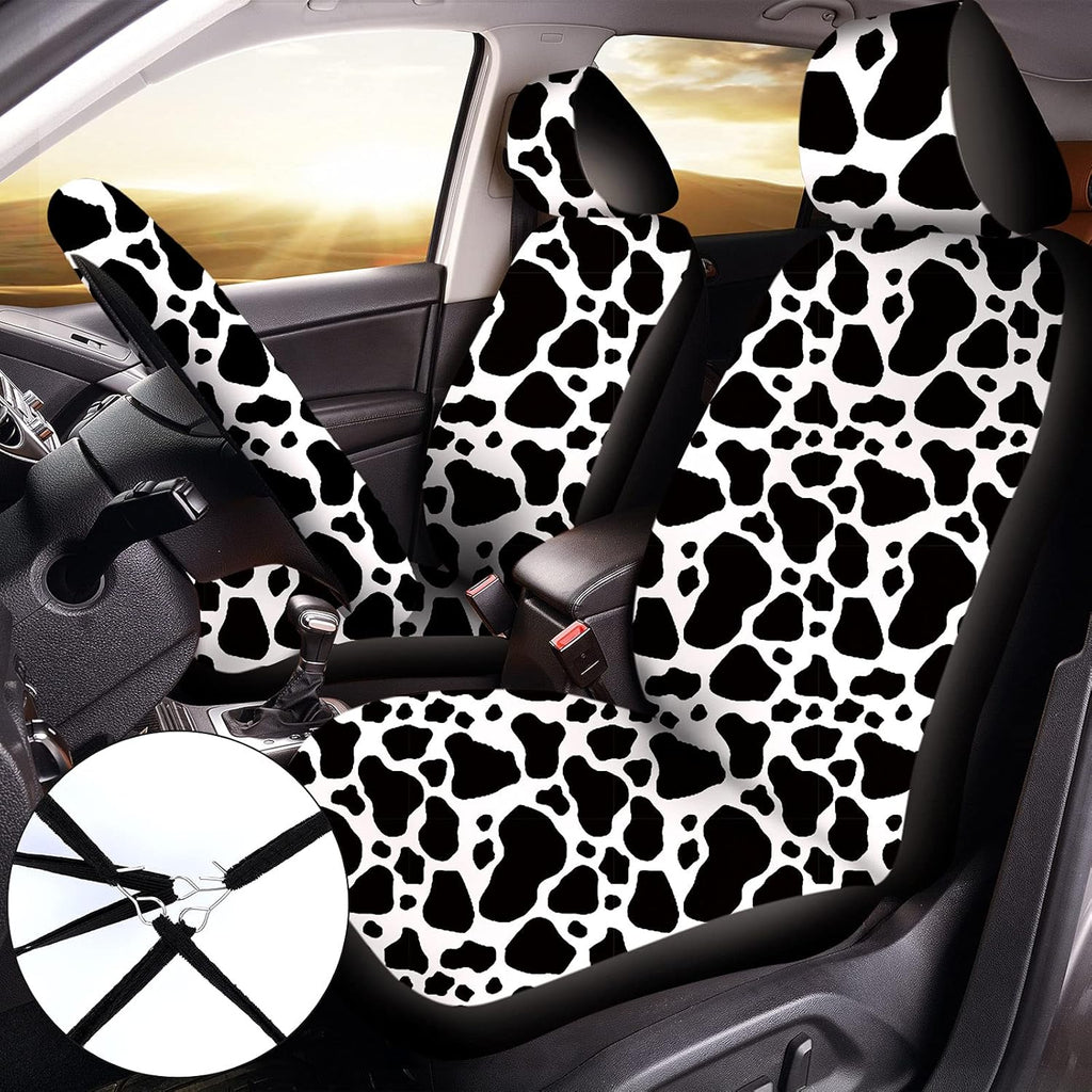 15 Pieces Cow Print Car Seat Covers Full Set I400054