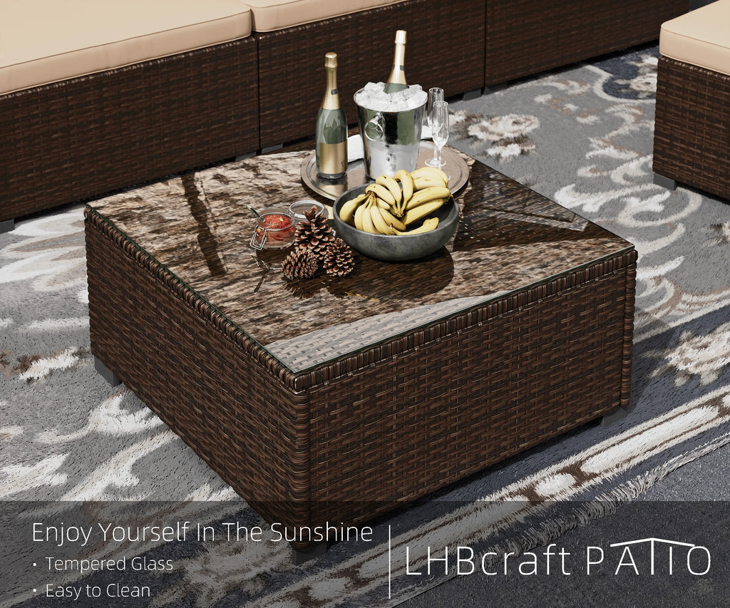 7 Piece PE Rattan Patio Sectional Sofa Set with Cushion and Coffee Table R1660