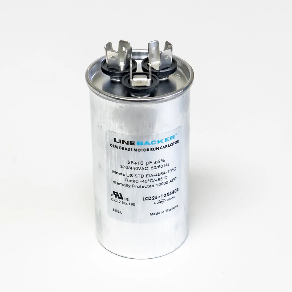Round Dual Run Capacitor 25 + 10 uf 370/440 Volts I241391