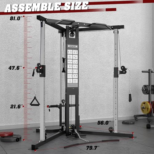 Cable Crossover Machine with Dual Pulley System and Pull-Up Bar W838
