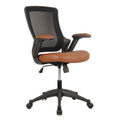 Brown Mid-Back Mesh Task Office Chair with Height Adjustable Arms V691