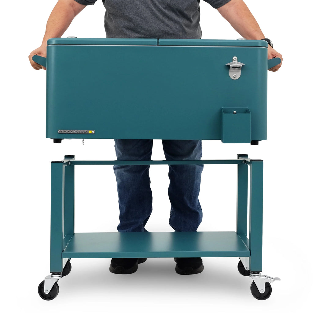 80-Qt Steel Rolling Patio Cooler with Removable Basin A803226