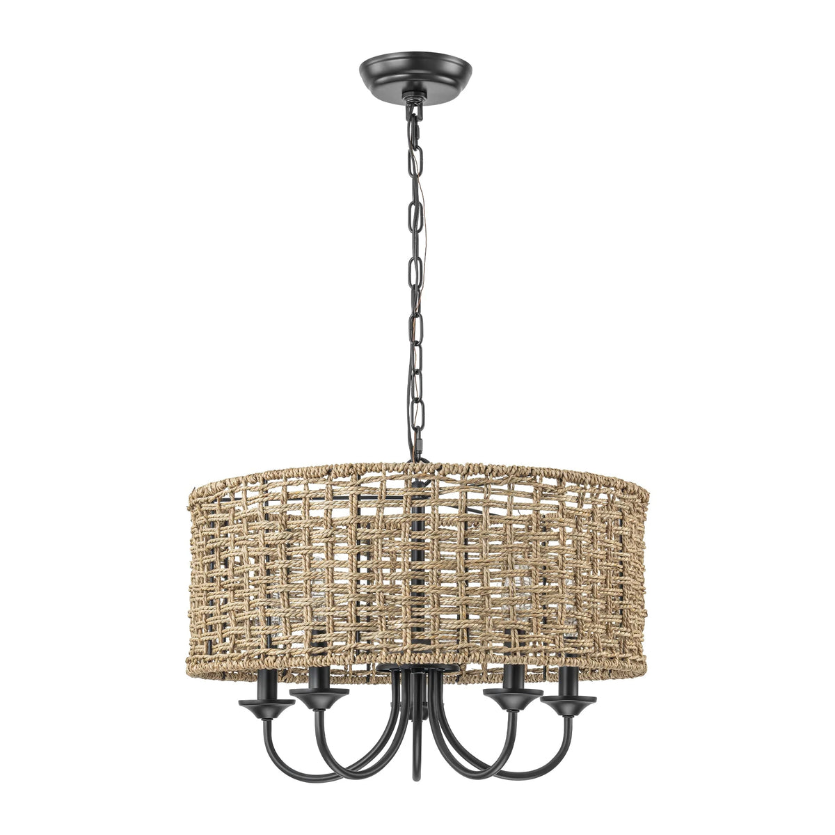 Distressed Hand-Woven Drum Chandelier L46137