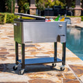 80-Qt Steel Rolling Patio Cooler with Removable Basin A803226