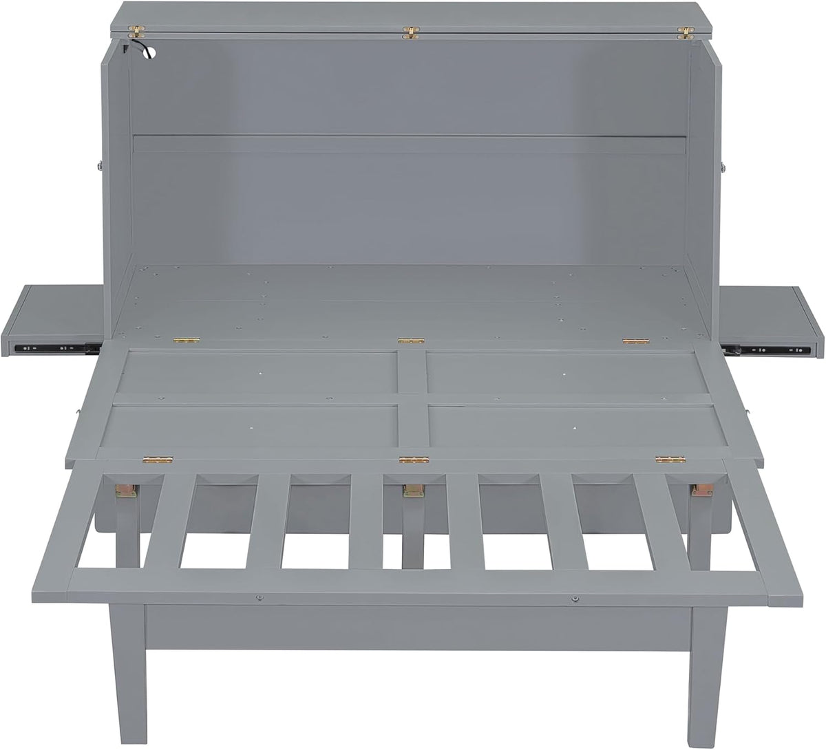 Grey Queen Murphy Bed with Desk Board and Removable Shelves J93327