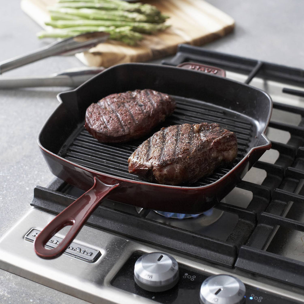 Cast Iron Square Grill Pan, 10-in, Grenadine Z610