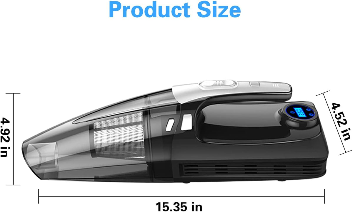 4-in-1 Cordless Handheld Car Vacuum with LED Light, Pack of 2 Q7402