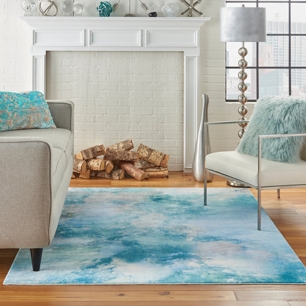 Seafoam Green Fabric Indoor Rug S1330