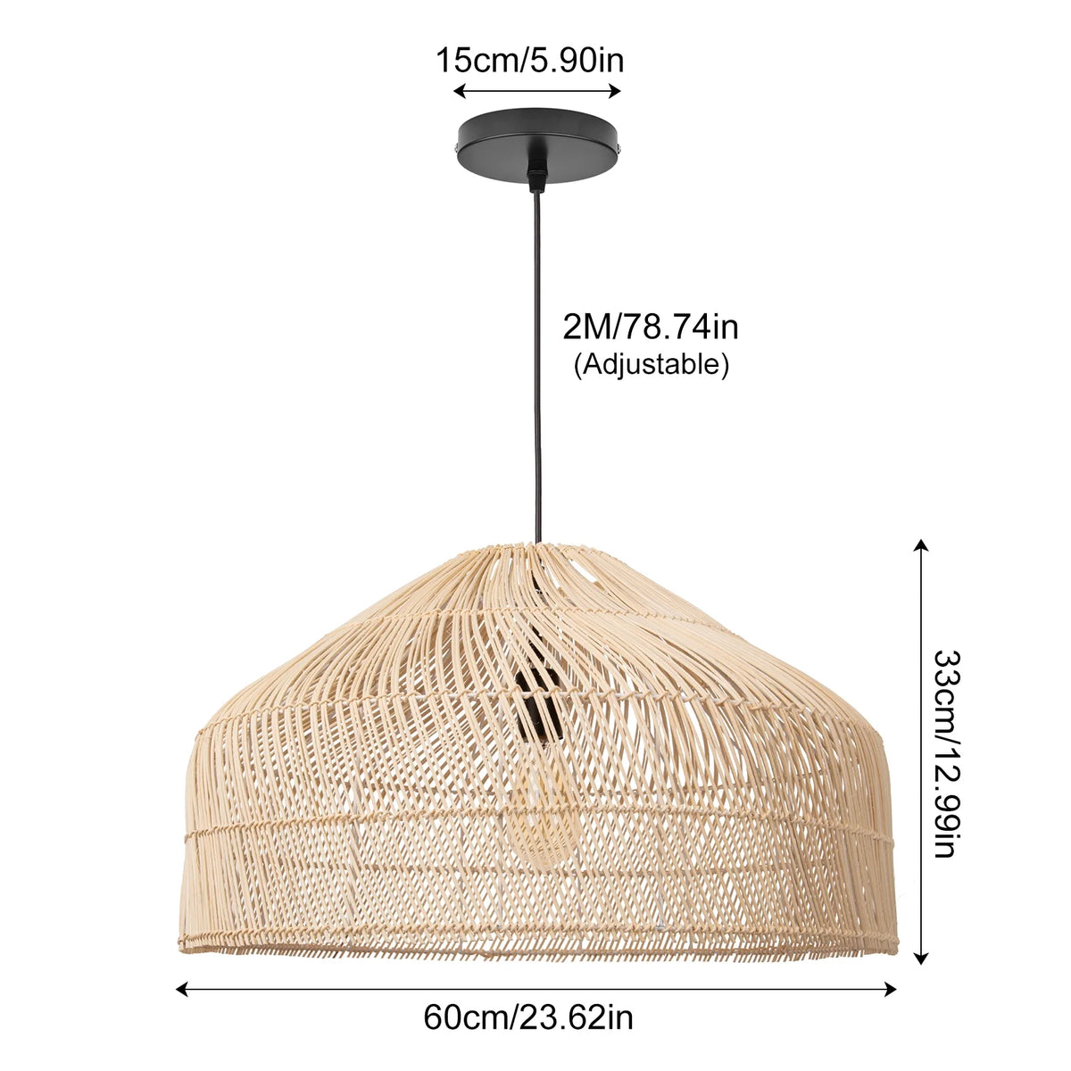 Woven Rattan Pendant Light Chandelier Ceiling Fixture N108744