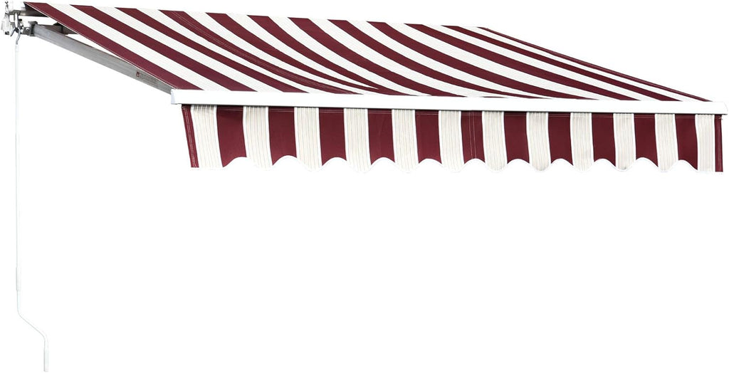 12x10 Feet Manual Retractable Patio Awning Canopy (Grey) U8649