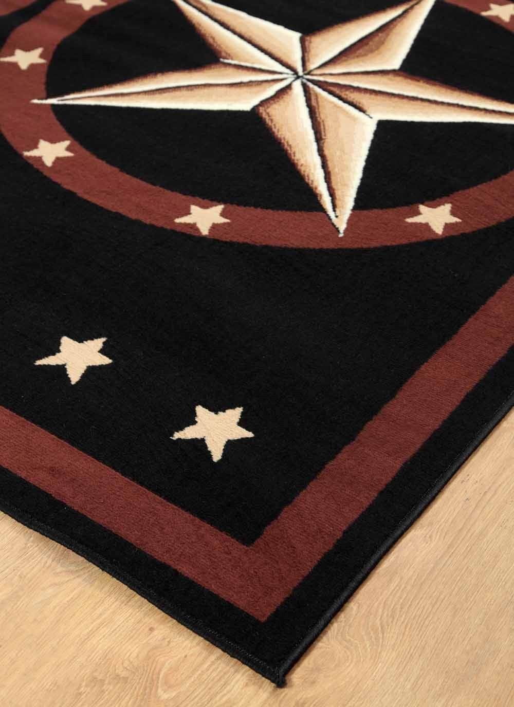 Black 2 ft. x 8 ft. Western Star Area Rug V609