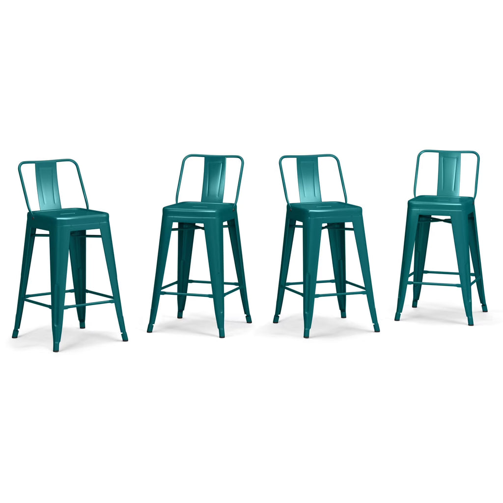 Teal Blue Counter Height Stool Set of 4 Y71146