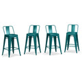 Teal Blue Counter Height Stool Set of 4 Y71146