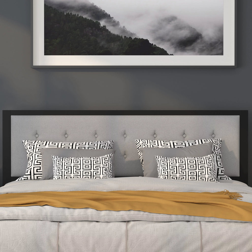 Light Gray Fabric Upholstered King Size Headboard D92970