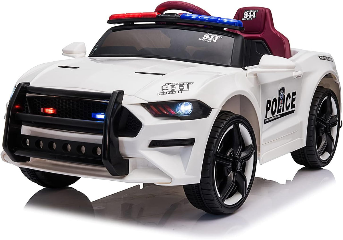 12V Battery Powered Ride on Car Police Car with Parent Remote Control (Rose Red) B654