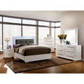 White Glossy Eastern King Size Bed Dresser Mirror Nightstand 4p Set E169