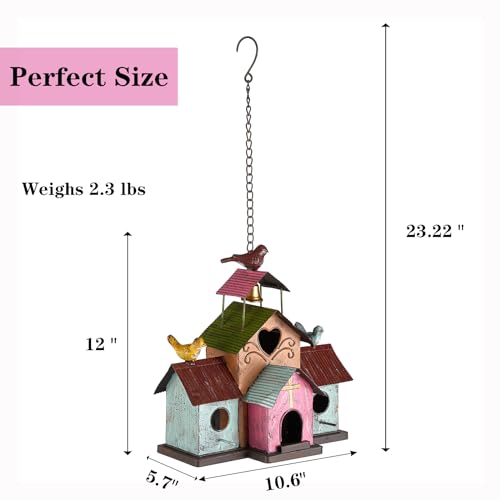 Large 4 Hole Metal Bird House with Bell Y120