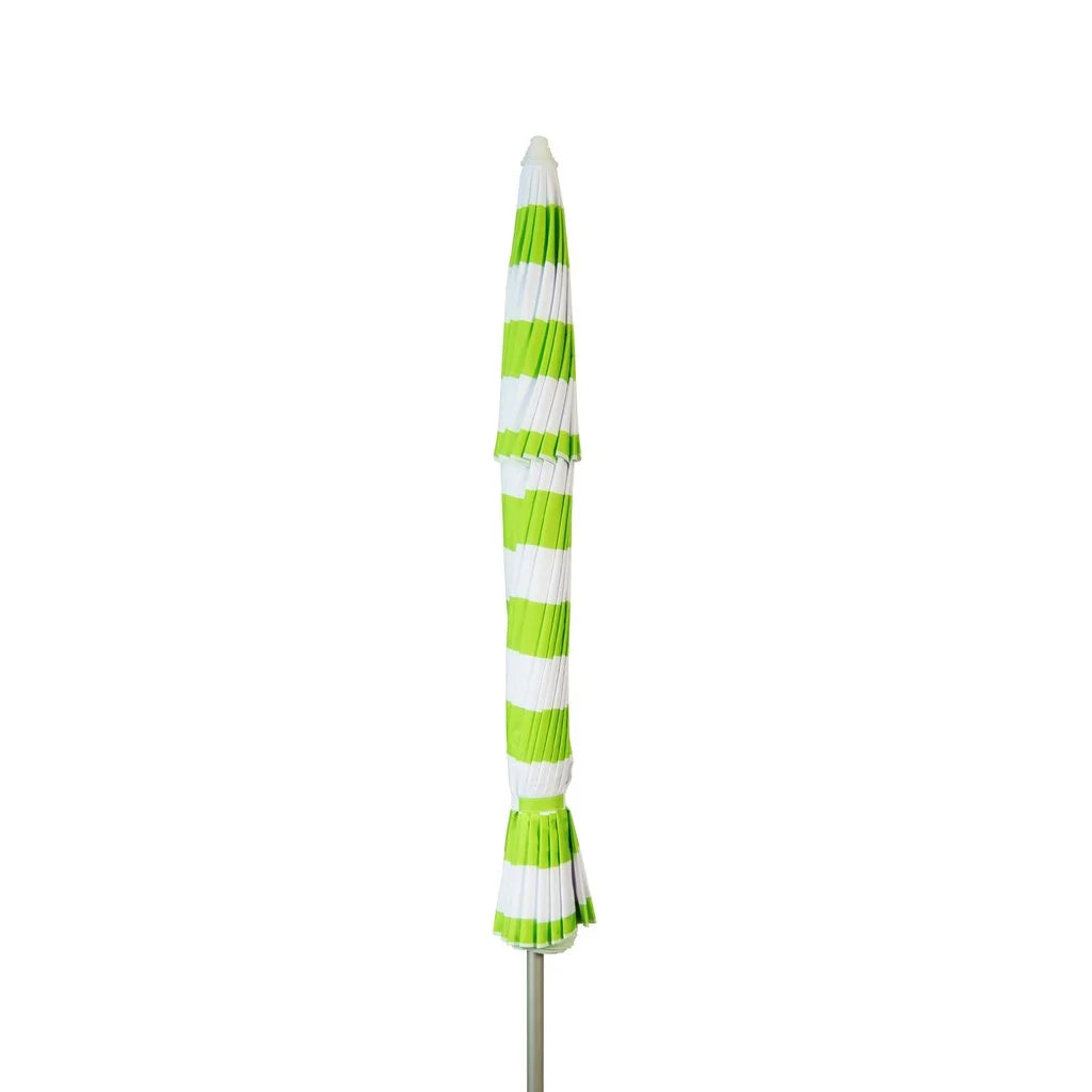 8 ft Lime and White Stripe Patio Beach Umbrella with Travel Bag C10335