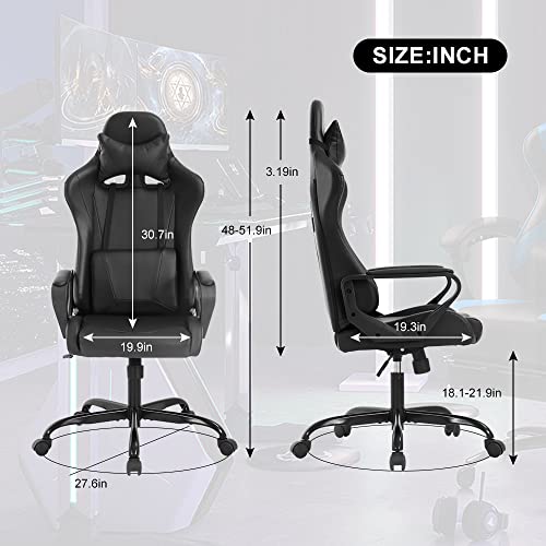 White Ergonomic PU Leather Gaming Chair with Lumbar Support Headrest P854473