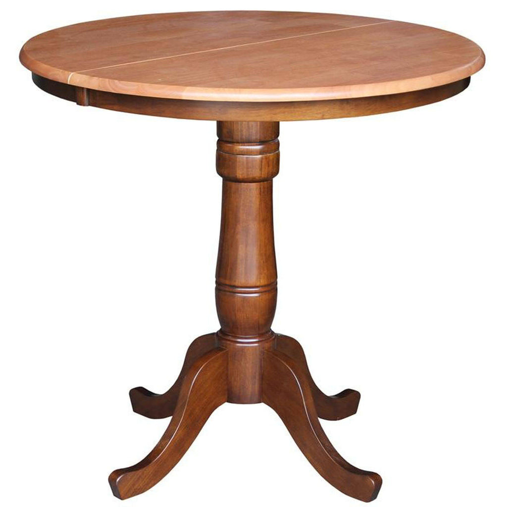 36-Inch Round Top Pedestal Table with 12-Inch Leaf Counter Height W9429