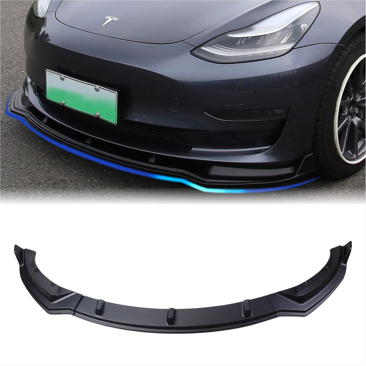 Glossy Carbon Fiber Pattern Front Bumper Lip Spoiler for Tesla Model 3 X53568