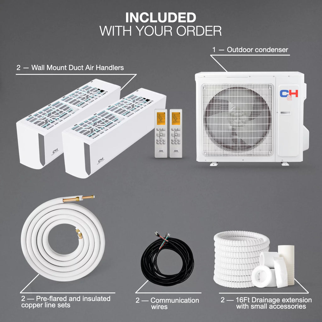 18000 BTU 230V Dual Zone Mini Split Heat Pump Air Conditioner J489358