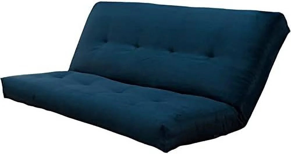 Full Size Navy Blue Suede Futon Mattress E2183