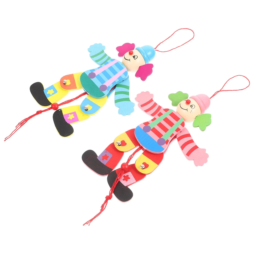 2Pcs Wood Clown String Marionette Puppet Toy S79558