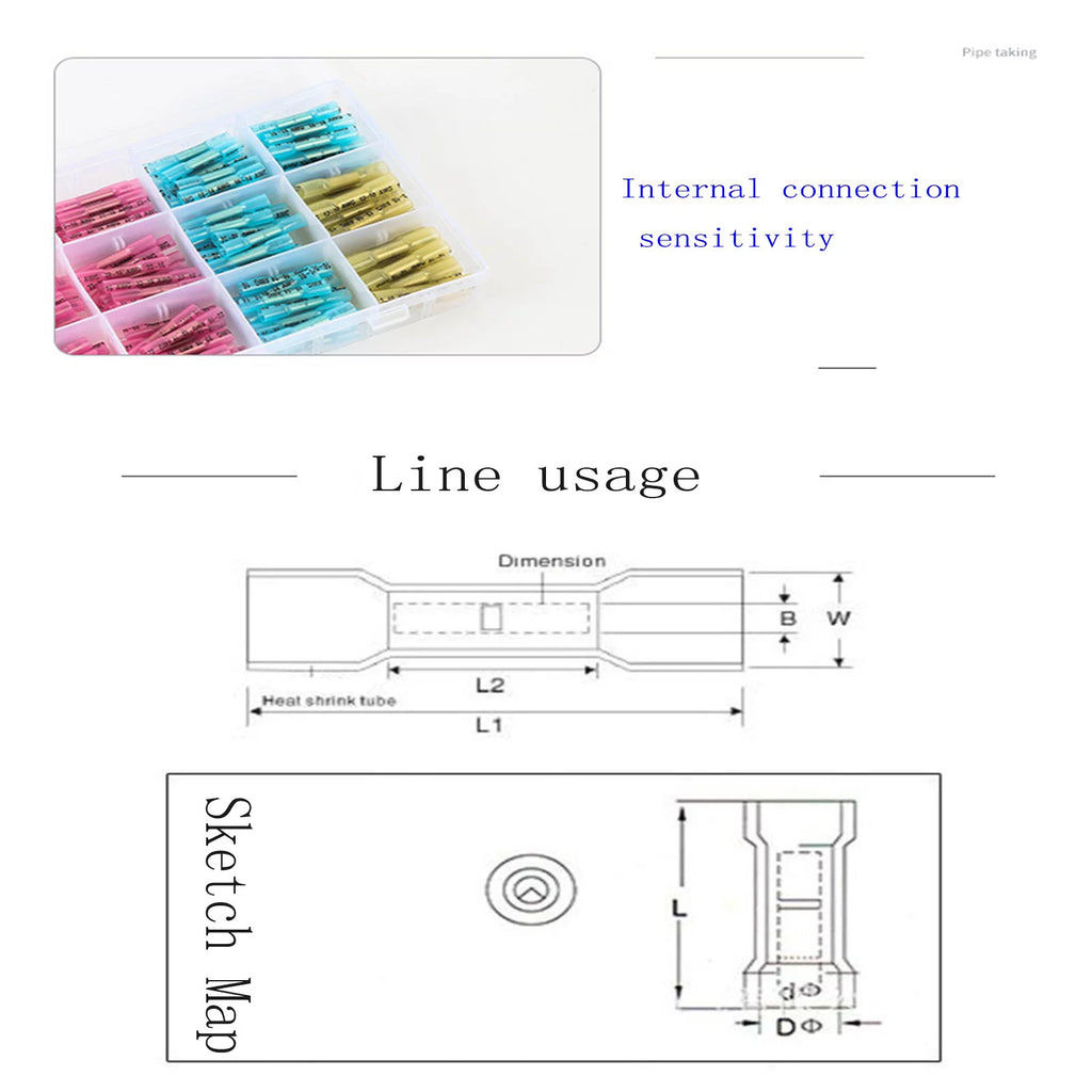 200PCS Insulated Waterproof Heat Shrink Butt Connectors Kit A198