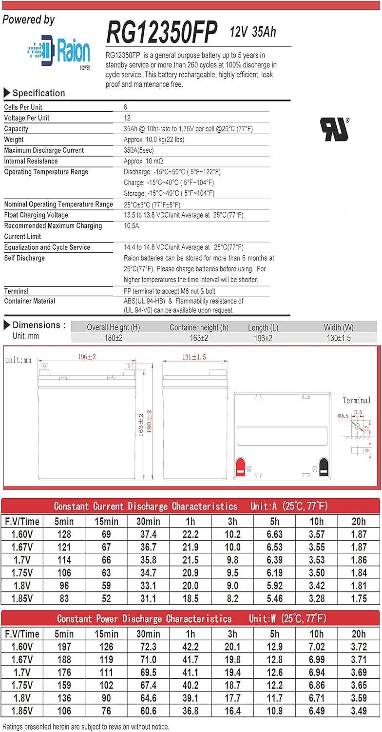 12V 35Ah U1 Wheelchair Scooter Battery W167904