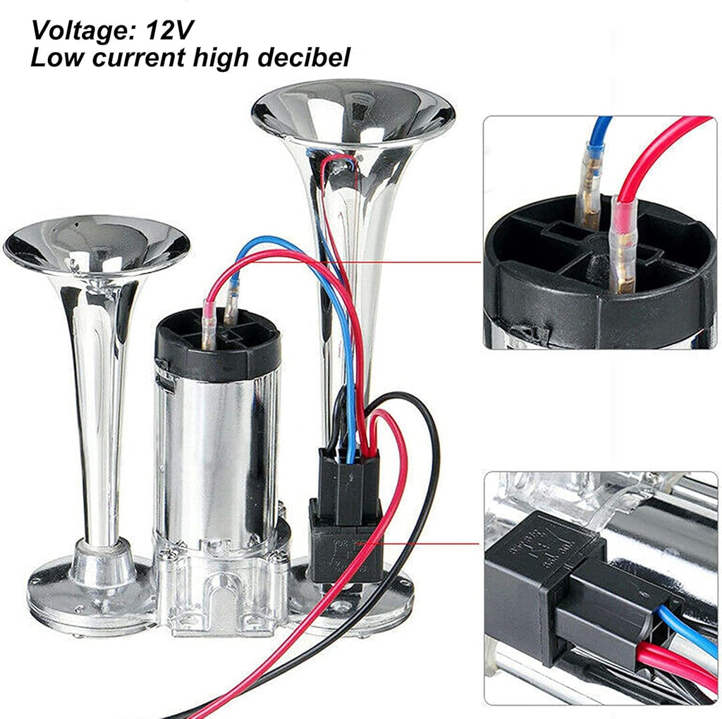 150DB Super Loud Air Horn Kit with Compressor Pack of 2 H3631