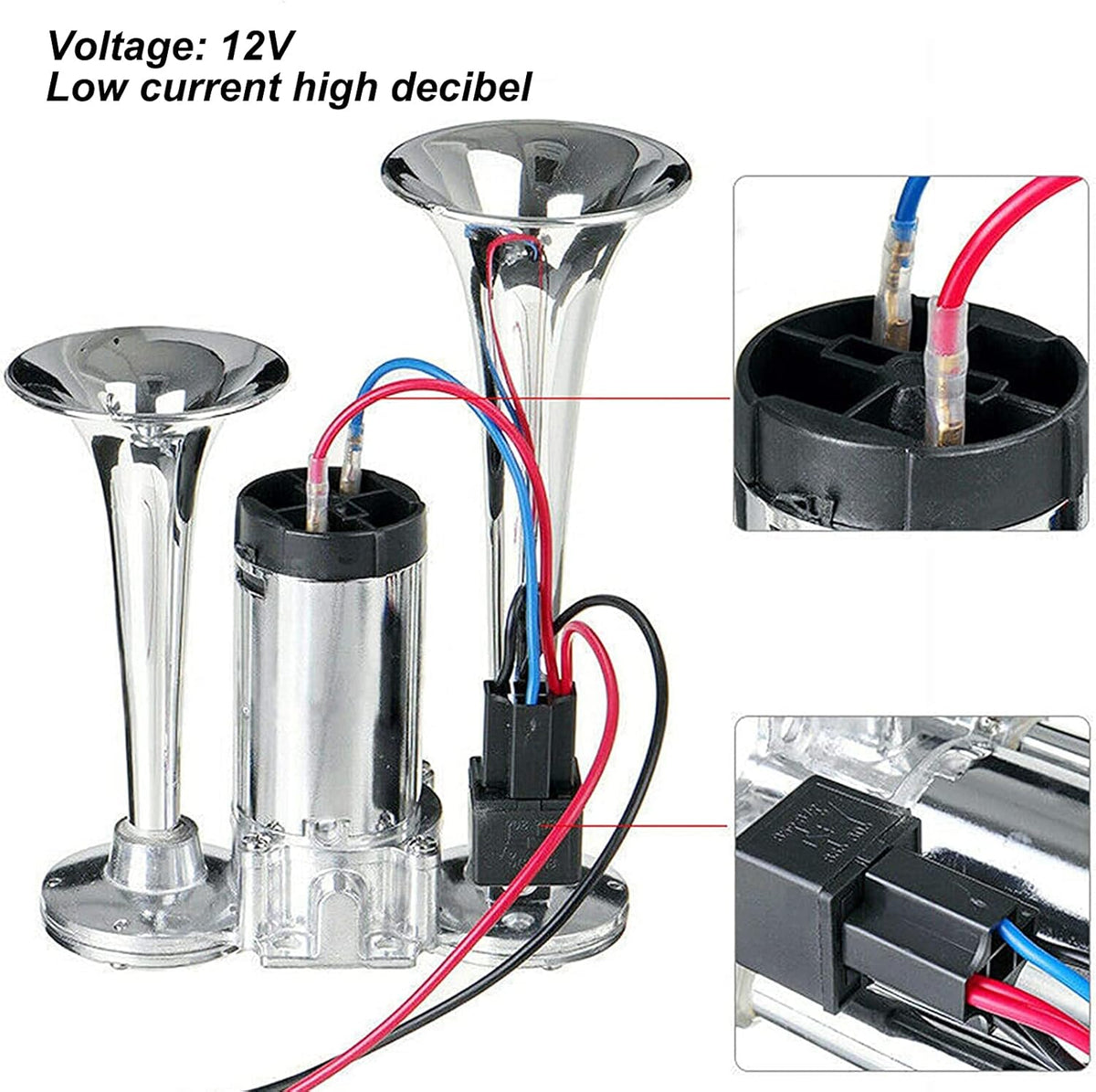 150DB Super Loud Air Horn Kit with Compressor Pack of 2 H3631