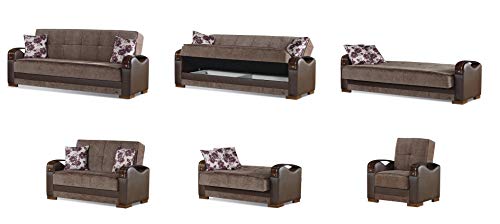 Brown Convertible Sofa Bed with Storage Space Includes 2 Pillows R71272