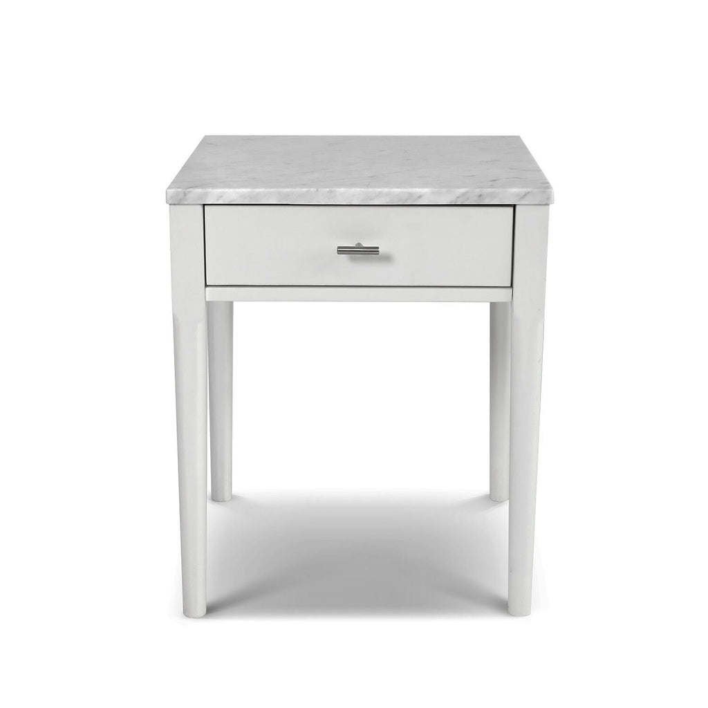 Square Italian Carrara White Marble Side Table with Legs - Tan M931112