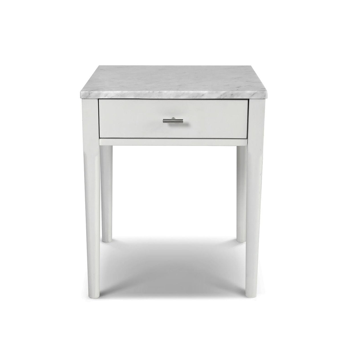 Square Italian Carrara White Marble Side Table with Legs - Tan M931112