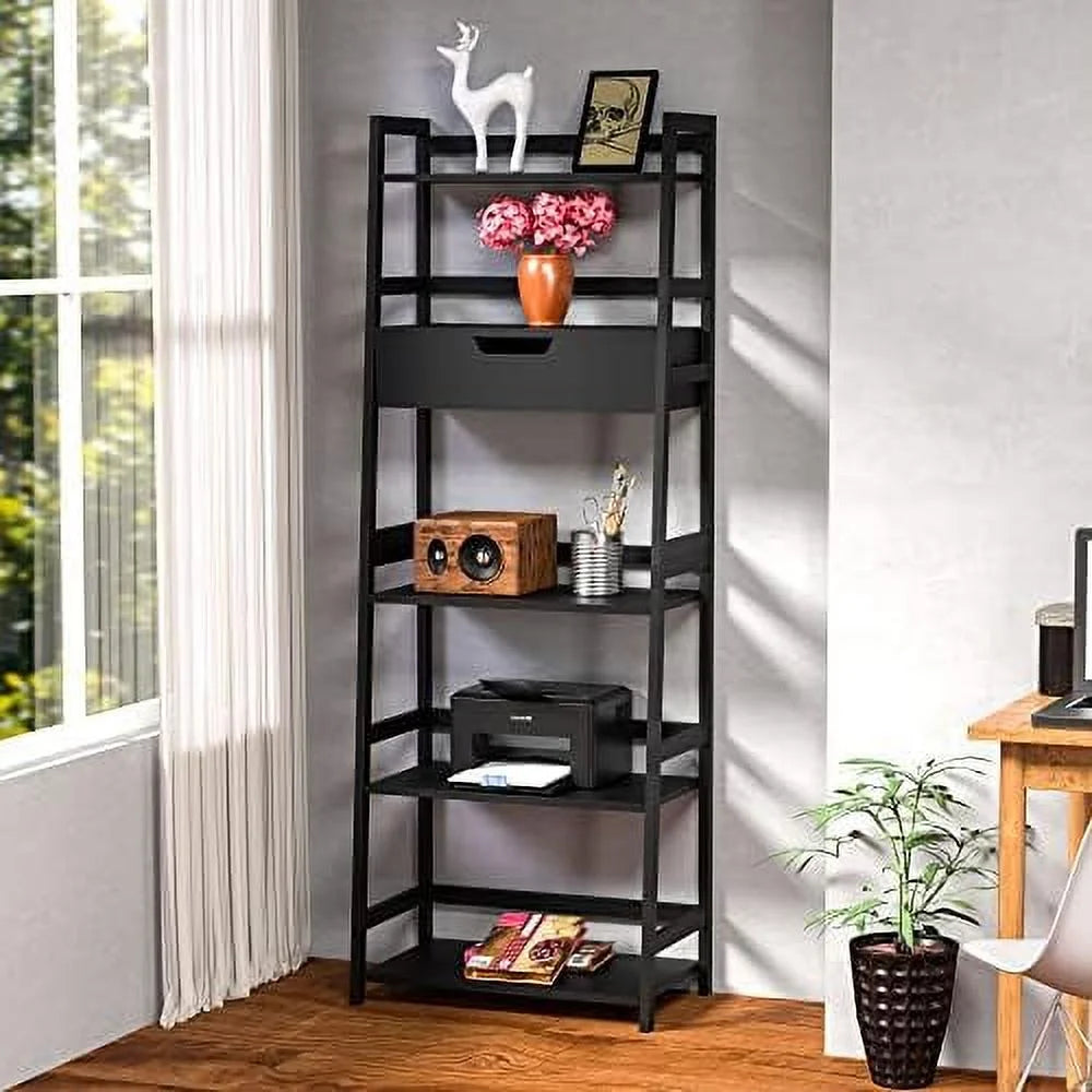 White Bookshelf with Drawers C15942