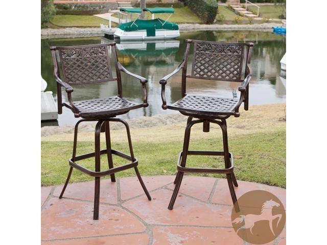 Set of 2 Cast Aluminum Patio Barstool Copper H444