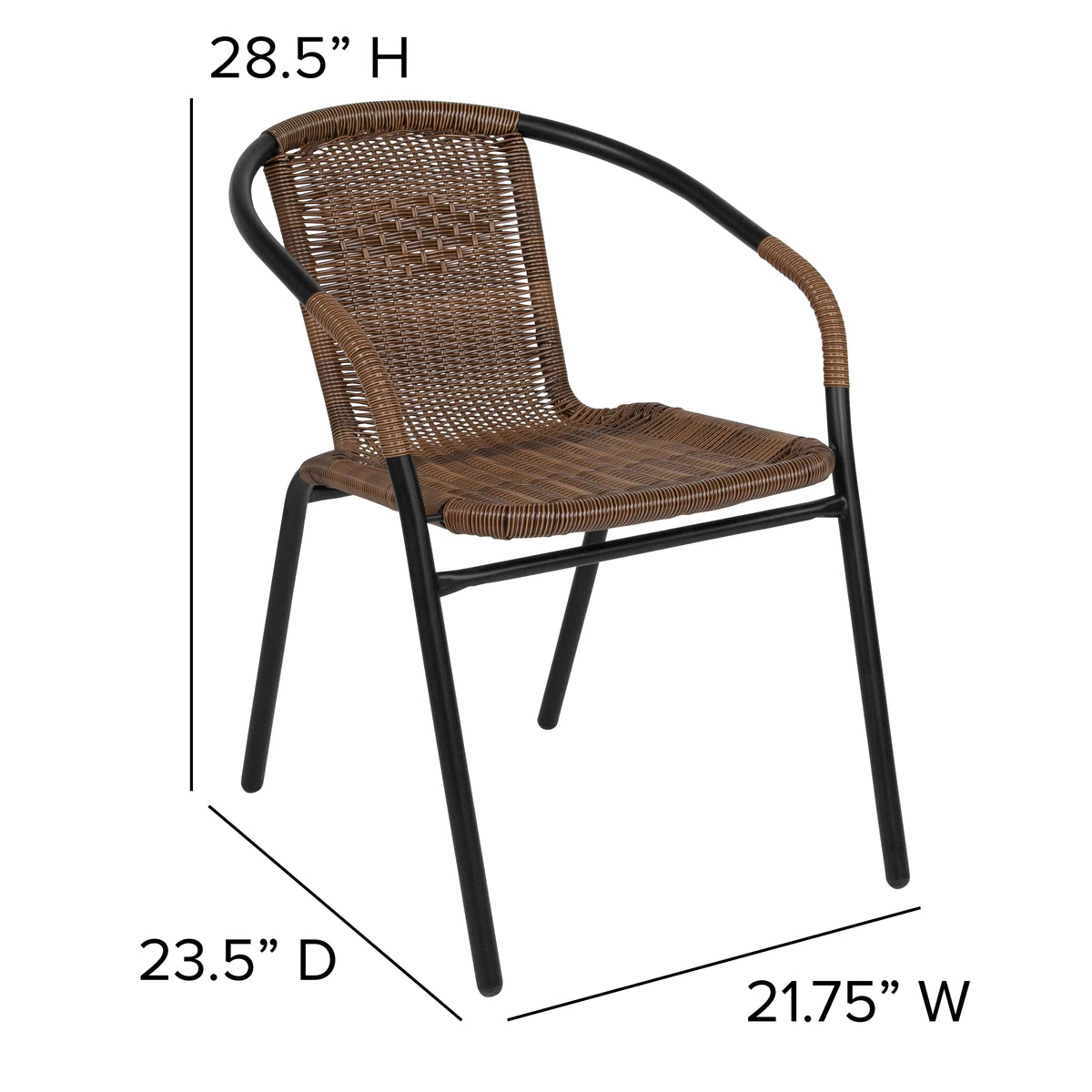 2 Pack Medium Brown Rattan Stack Chair U922