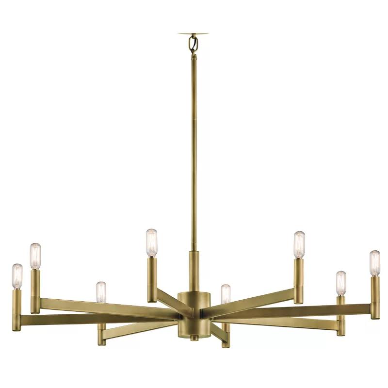 Natural Brass 8-Light Candle Chandelier P713686