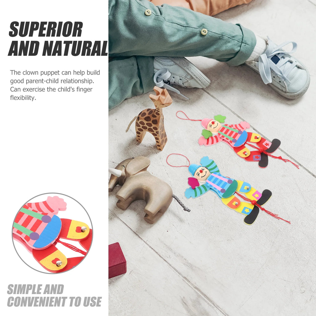 2Pcs Wood Clown String Marionette Puppet Toy S79558