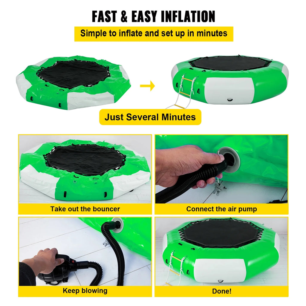 Inflatable Water Trampoline 10ft with 4-Step Ladder in Green and White W485