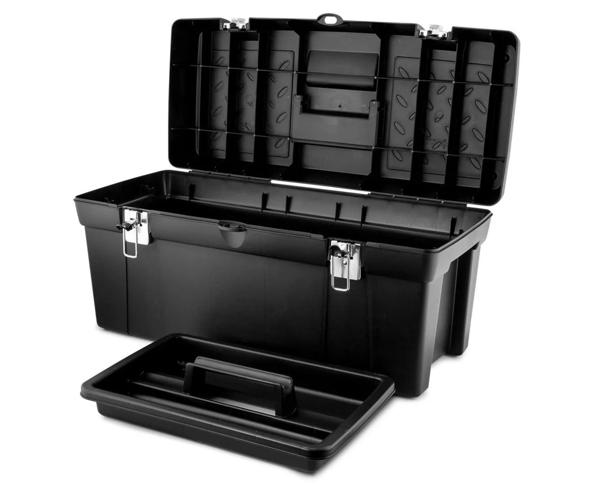 24 In. Metal Latch Tool Box With Tote Tray Z887640